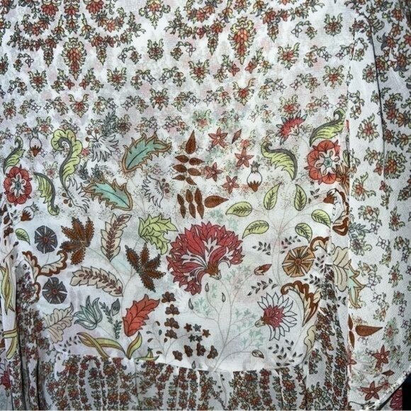 Matilda Jane Floral Ruffle Layered V-Neck Blouse With Sheer Sleeves Womens Small - Picture 8 of 14